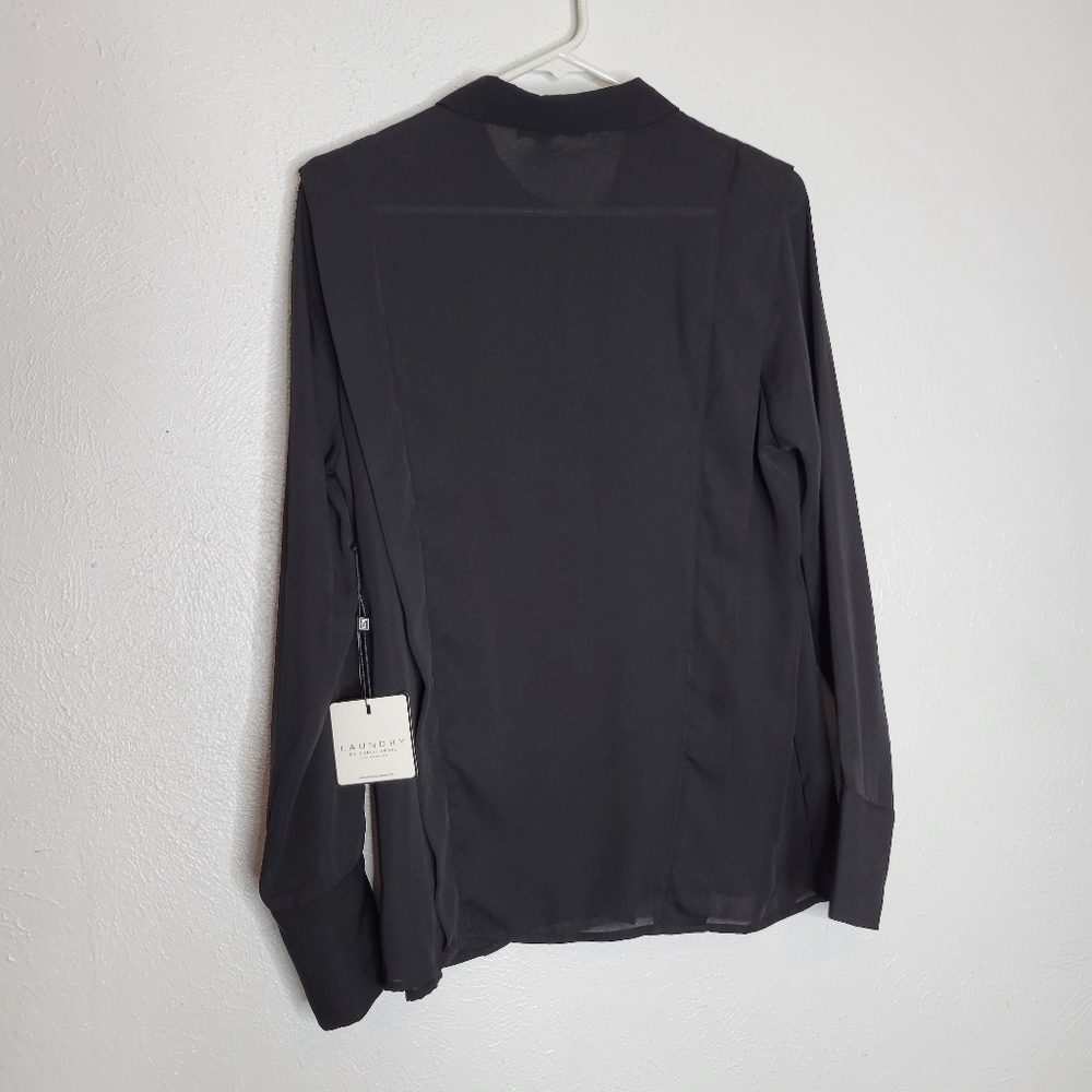 Laundry by Shelli Segal Sheer Black Button-up Shirt Women's Size Small New - Picture 9 of 15